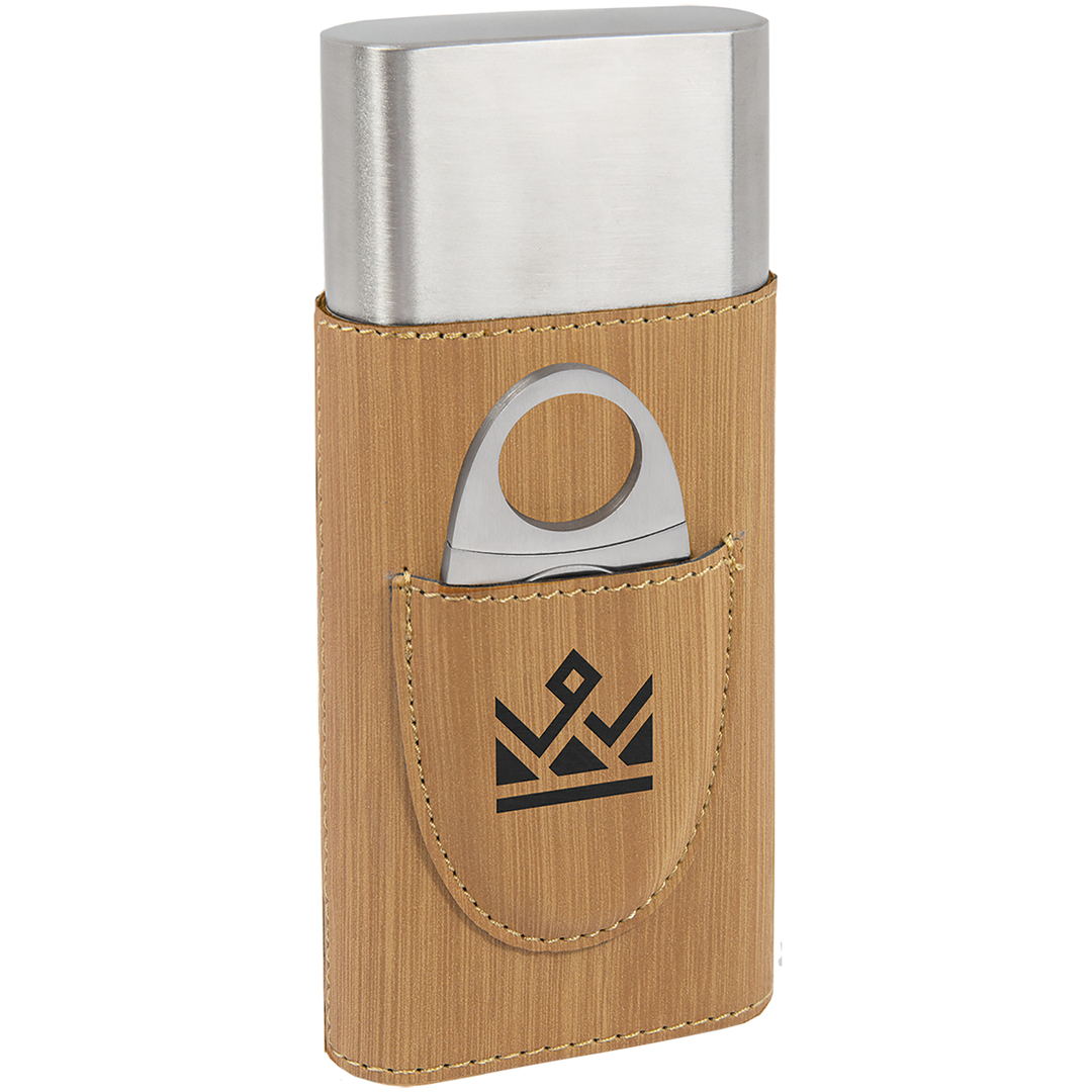 Luxury Personalized Leatherette Cigar Case with Cutter – Custom Engraved Gift for Cigar Lovers (Multiple Colors)