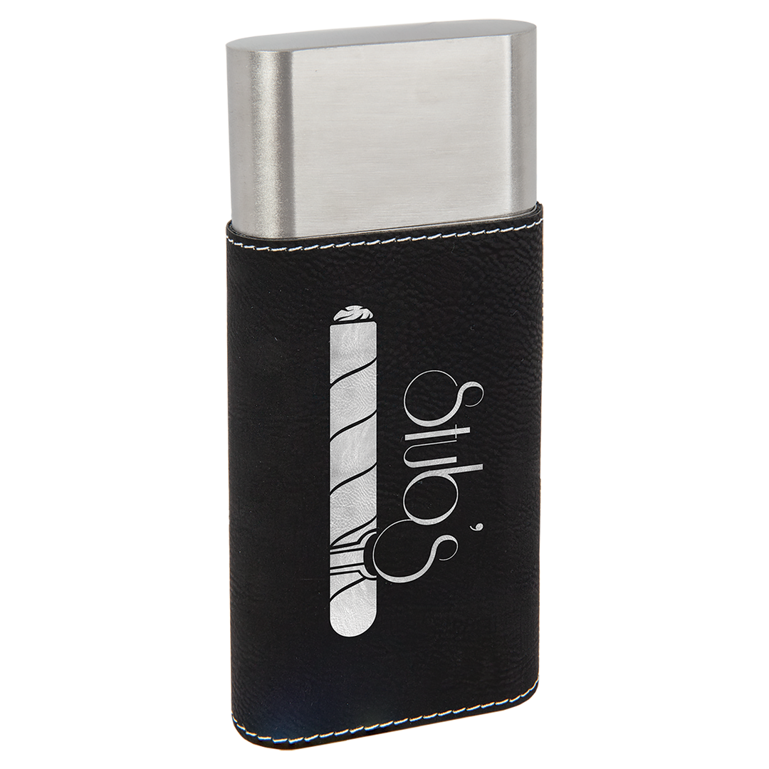 Luxury Personalized Leatherette Cigar Case with Cutter – Custom Engraved Gift for Cigar Lovers (Multiple Colors)