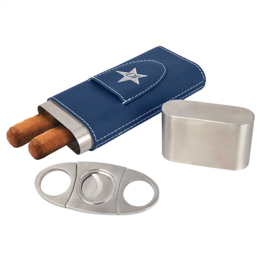 Luxury Personalized Leatherette Cigar Case with Cutter – Custom Engraved Gift for Cigar Lovers (Multiple Colors)