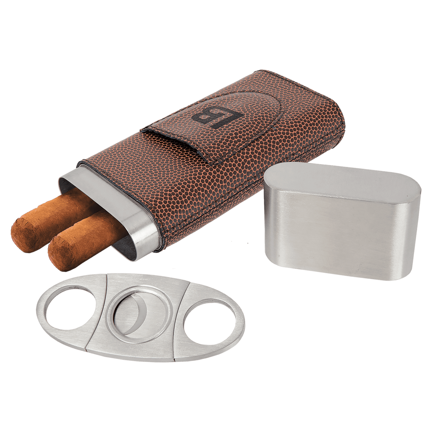 Luxury Personalized Leatherette Cigar Case with Cutter – Custom Engraved Gift for Cigar Lovers (Multiple Colors)