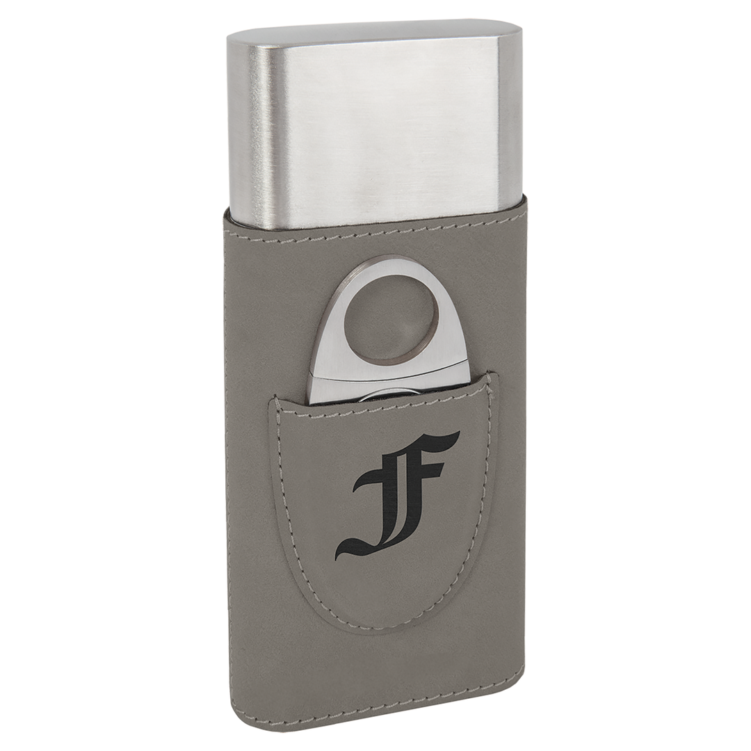 Luxury Personalized Leatherette Cigar Case with Cutter – Custom Engraved Gift for Cigar Lovers (Multiple Colors)