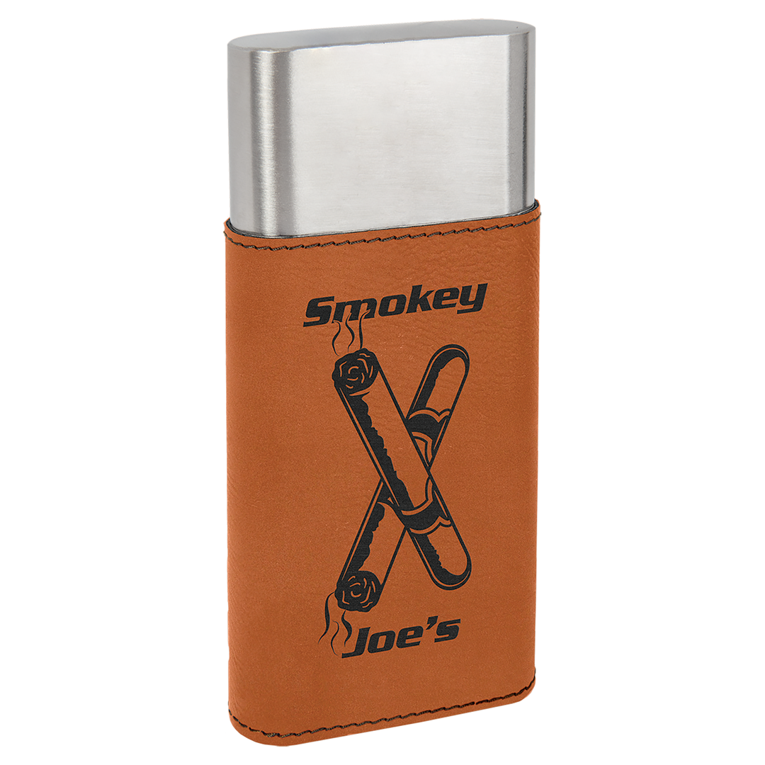 Luxury Personalized Leatherette Cigar Case with Cutter – Custom Engraved Gift for Cigar Lovers (Multiple Colors)