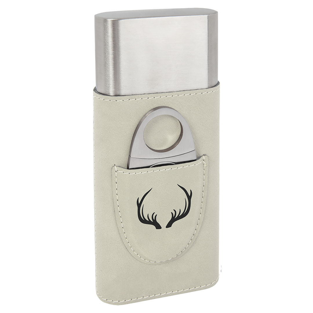Luxury Personalized Leatherette Cigar Case with Cutter – Custom Engraved Gift for Cigar Lovers (Multiple Colors)