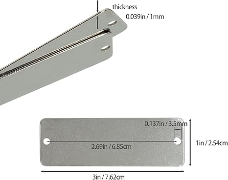 1" x 3" Customized Stainless Steel Data Plate / Asset Tag for Identification and Serialization - Two Hole
