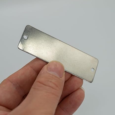 1" x 3" Customized Stainless Steel Data Plate / Asset Tag for Identification and Serialization - Two Hole