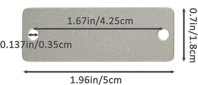1.67" x .71" Customized Stainless Steel Data Plate / Asset Tag for Identification and Serialization - Two Hole